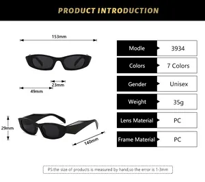 Size chart for irregular small frame cat eye sunglasses showing 153mm total frame width
