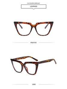 Front and side view of leopard print square oversized eyewear frames in acetate material