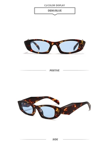 Front and side views of vintage tortoiseshell oval sunglasses with light blue lenses