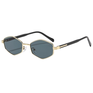 Fashion Hexagonal Metal Frame Sunglasses For Women Men UV400 Retro Polygon Sunshade Eyewear Outdoor Party Travel Accessories