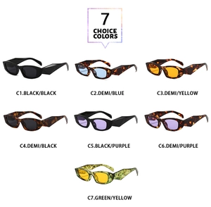 Matrix display showing 7 oval sunglasses in varied frame patterns and vibrant lens colors