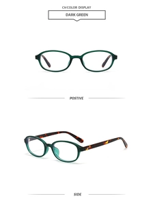 Detail view of oval retro sunglasses in dark green with tortoiseshell pattern temples