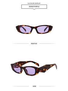 Front and side view of demi tortoiseshell sunglasses with purple lenses and wide temples