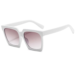 Klassische weiße quadratische Übergroße Sonnenbrille mit braunrosa Verlaufsgläsern