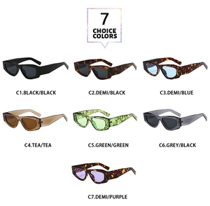 Vue détaillée montrant sept options de couleurs élégantes pour lunettes de soleil rétro