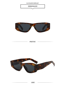 Détails des petites lunettes de soleil géométriques en écaille avec verres foncés