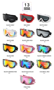 Grid display of 13 colorful studded punk cycling sunglasses with diverse frame patterns