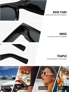 Détails macro des charnières de lunettes de soleil noires et scènes d'usage extérieur