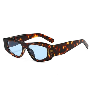 Lunettes de soleil œil-de-chat écaille de tortue avec verres bleu clair et monture large