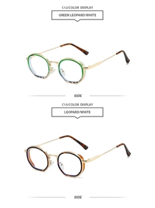 Side view detail of retro round sunglasses with tortoise pattern and gold metal temples