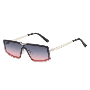 Fashion Oversized Rimless Sunglasses Metal Frame PC Gradient Lens UV Protection Outdoor Travel Trendy Eyewear For Women And Men