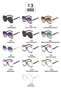 Collection of oversized fashion sunglasses in 13 colors including tortoiseshell and leopard