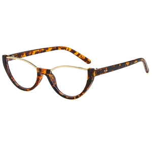 Lunettes œil de chat rétro avec pont en métal doré et verres transparents