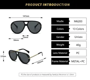 Tableau des tailles détaillé pour lunettes aviateur rétro avec mesures de monture
