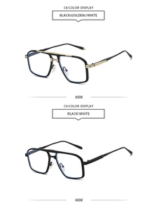 Side view of retro double-bridge metal sunglasses in black-gold and classic black frame