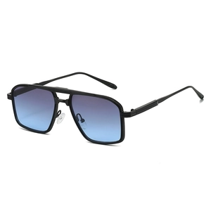 Classic double-bridge aviator sunglasses with blue-purple gradient lenses and black frames