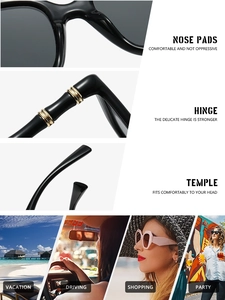Detail view of reinforced bamboo-shaped gold hinges and comfy nose pads on square sunglasses