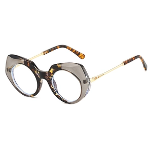 Modische Oversize-Sonnenbrille mit unregelmäßigem Rahmen in Schildpatt und Grau