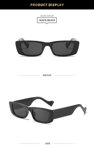 Détails des lunettes de soleil rectangulaires noires avec monture épaisse et branches larges