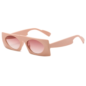 Retro rectangle sunglasses for women in nude pink with gradient lenses and thick frame
