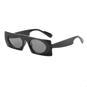 Chic black retro square sunglasses with oval lens cutouts and wide temples for women