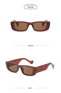 Détails des lunettes de soleil rectangulaires thé avec branches larges sous deux angles