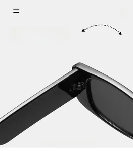 Détail de la charnière métallique robuste sur lunettes de soleil noires carrées