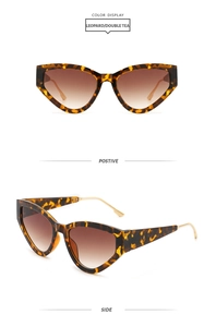 Vues détaillées de lunettes de soleil œil de chat léopard avec branches dorées