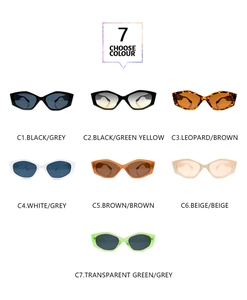 Collection of retro rectangular sunglasses in seven distinct frame and lens colors