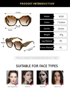 Tabella delle taglie e specifiche tecniche per occhiali da sole esagonali unisex alla moda