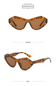 Vorder- und Seitenansicht der geometrischen Cat-Eye-Sonnenbrille in Schildpatt-Optik