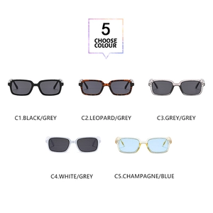 Detailed comparison of five vintage square sunglasses in various colors and lens tints