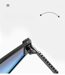 Detail of durable metal hinge on black cat eye sunglasses with blue gradient lenses