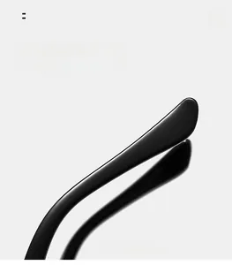 Close-up of black glossy ergonomic curved sunglasses legs for comfortable long-term wear