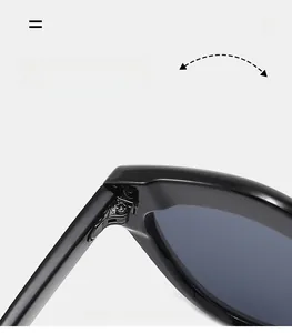 Detail shot of durable metal hinge on stylish black irregular diamond sunglasses
