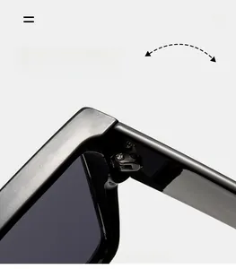 Detail shot of durable metal hinges on oversized square frame sunglasses for smooth folding