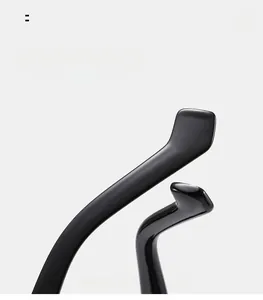 Detail of ergonomic curved black sunglass legs designed for comfortable fashion wear