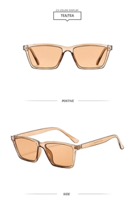 Front and side views of tea-colored square frame sunglasses with ZN 3513 model detail