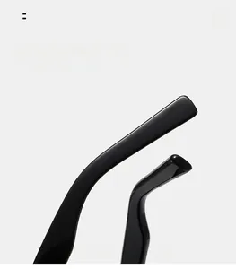 Detail view of glossy black curved temple tips for comfortable ergonomic sunglasses fit