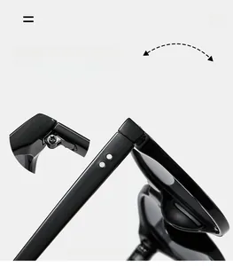 Detailed close-up of durable reinforced hinges and decorative metal studs on black sunglasses