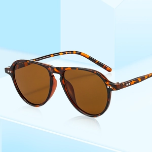 Retro tortoiseshell sunglasses with brown lenses and metal rivet accents for women