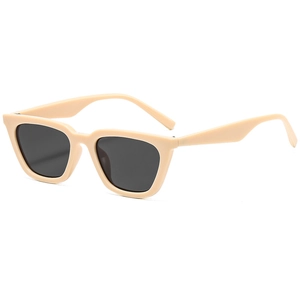 Chic beige square frame sunglasses with thick acetate temples and dark lenses for women