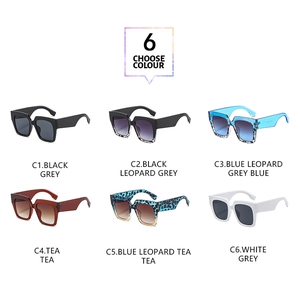 Sélection de six lunettes de soleil carrées avec diverses montures léopard et couleurs unies