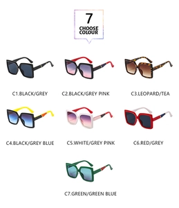 Collection of seven oversized square sunglasses in various vibrant candy colors