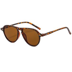 Classic tortoise shell aviator sunglasses with brown lenses and silver rivets detail