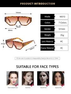 Detailed dimension chart and face shape guide for unisex wrap PC sports sunglasses
