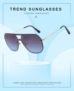 Détail des verres dégradés oversize et du double pont sur les lunettes de soleil UV400