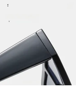 Detailed close-up of durable metal hinge on black polished PC sports sunglasses frame