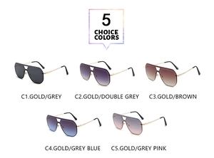 Cinq lunettes de soleil rétro à double pont avec verres dégradés et monture dorée chic