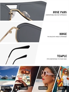 Détails des charnières renforcées et des plaquettes de nez de ces lunettes rétro